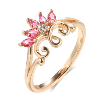 New Fashion 14K Filled Rose Gold Hollow Flower Pink Natural AAA Zircon Crystals - Ethnic Bridal Vintage Jewellery